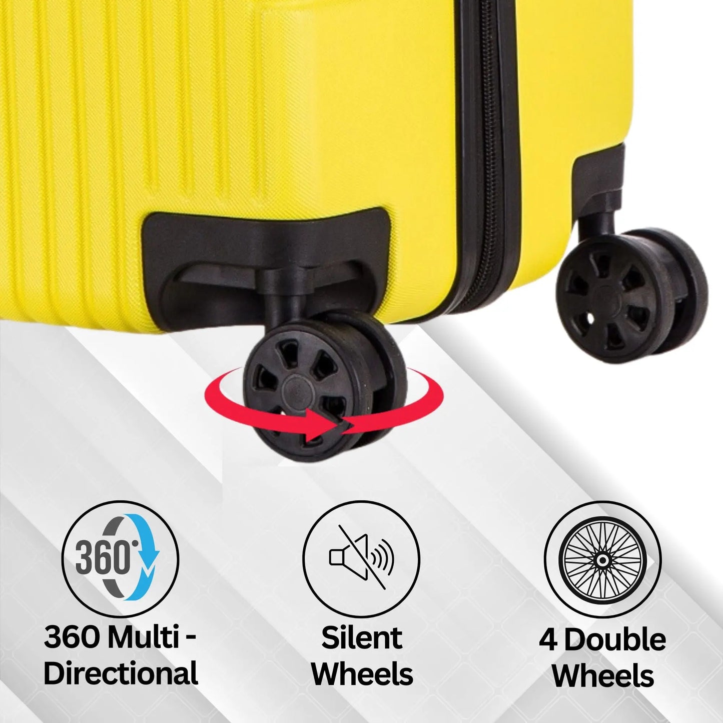 Niovx EasyJet Underseat Bag - 4 Wheel Hard Shell - Fits Carryon 45x36x20 cm - ABS30 Yellow Starlite Luggage