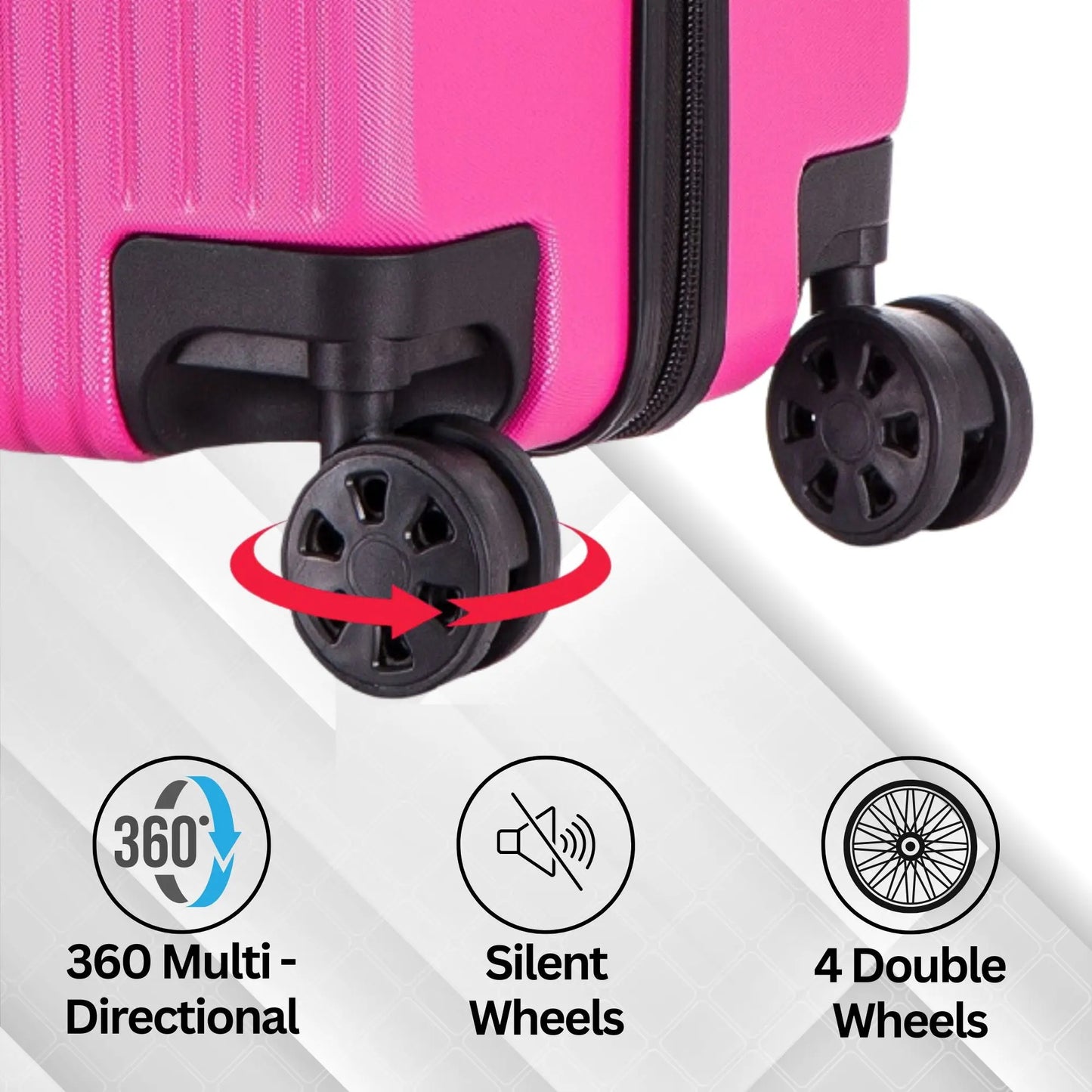 Niovx Medium Suitcase - Lightweight 4 Wheel Hard Shell Suitcase - ABS30 Pink Starlite