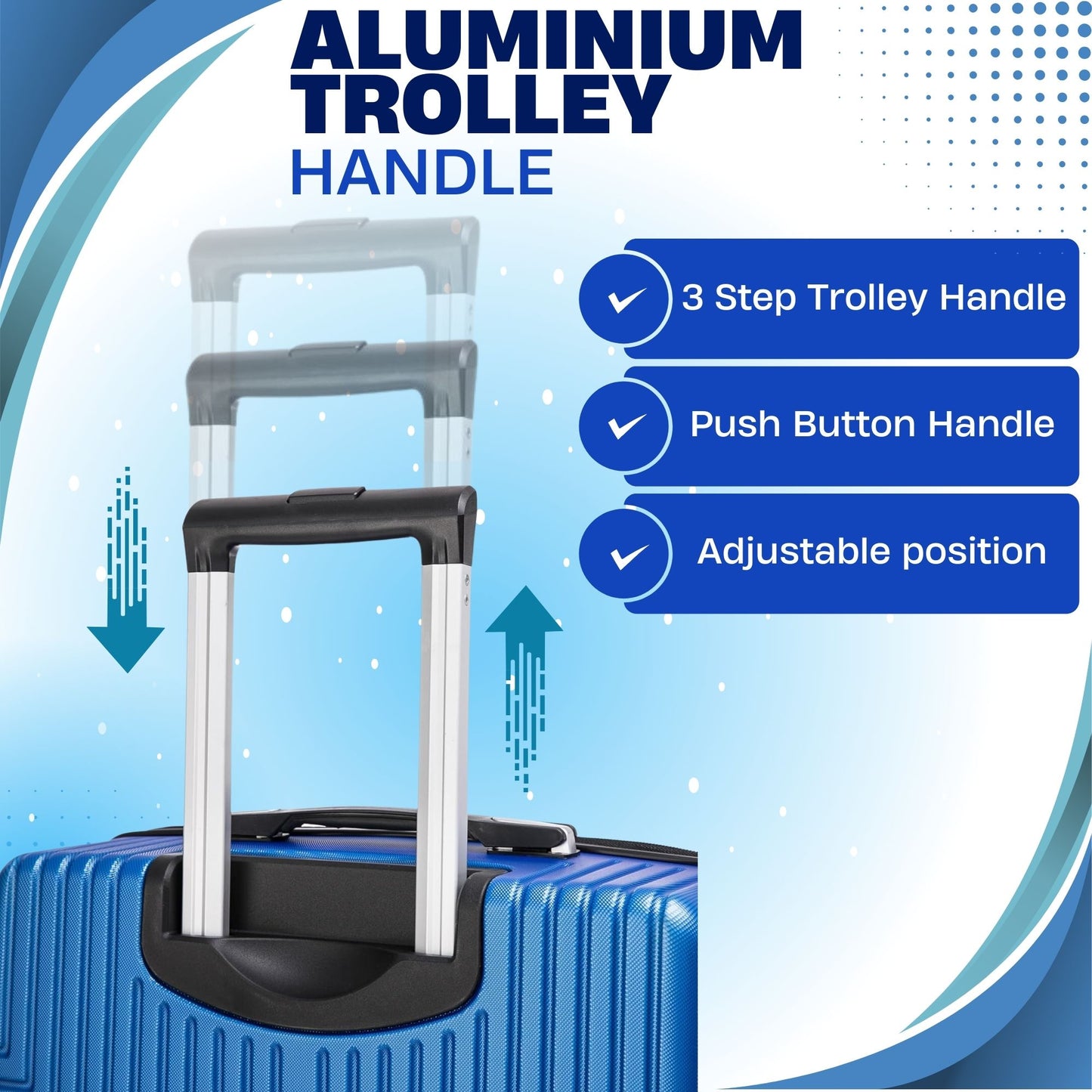 Niovx Medium Suitcase - Lightweight 4 Wheel Hard Shell Suitcase - ABS30 Blue