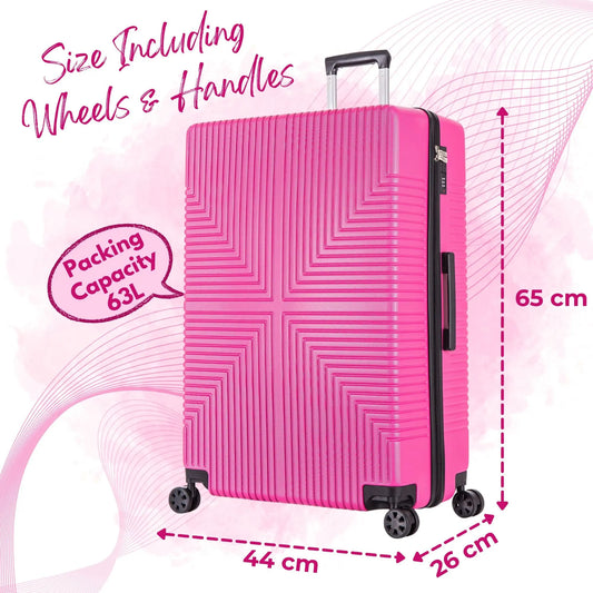 Niovx Medium Suitcase - Lightweight 4 Wheel Hard Shell Suitcase - ABS30 Pink Starlite