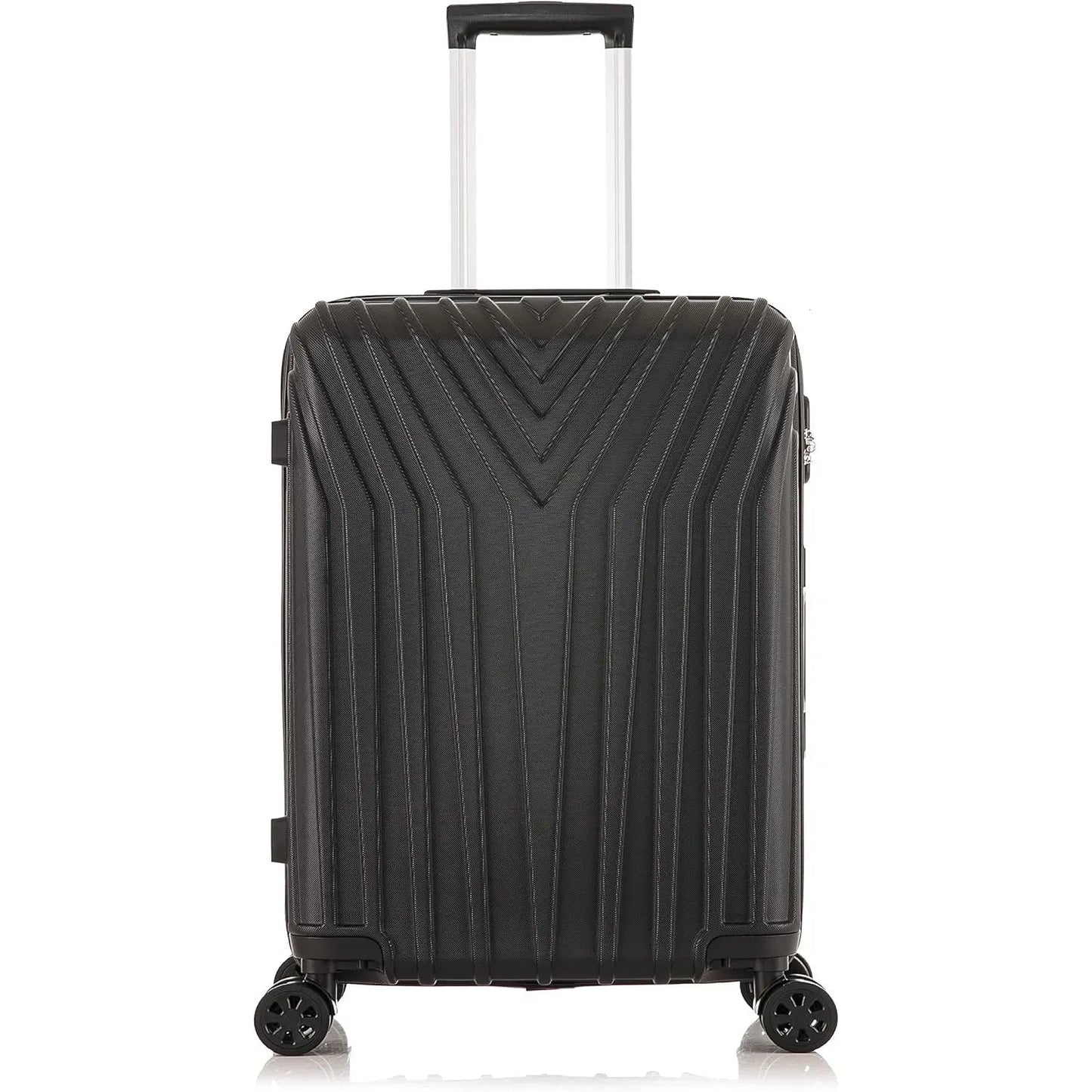 Black suitcase with a textured surface on a white background ABS101