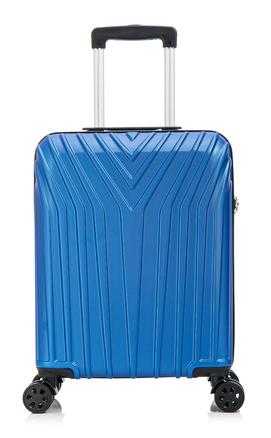 Blue suitcase with a textured surface on a white background ABS101 front
