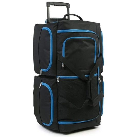 Voyage 40" Wheeled Holdall - XXL Wheeled Duffle Bag in Black Blue Trimming Starlite