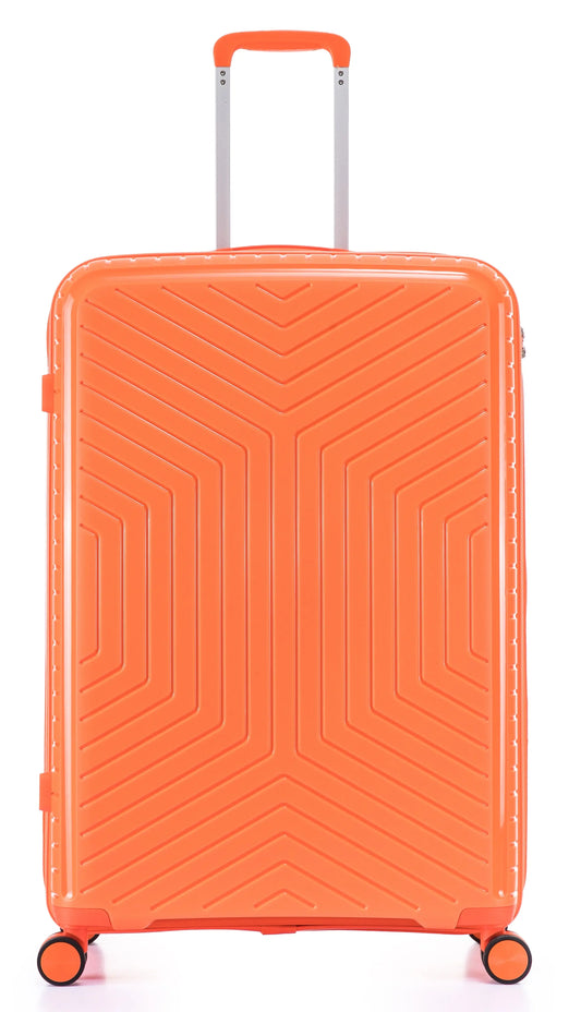 Titanus Suitcase Set – 3 Piece Lightweight Polypropylene Hard Shell Travel Luggage with 4 Wheels - PP20 Orange Starlite Luggage