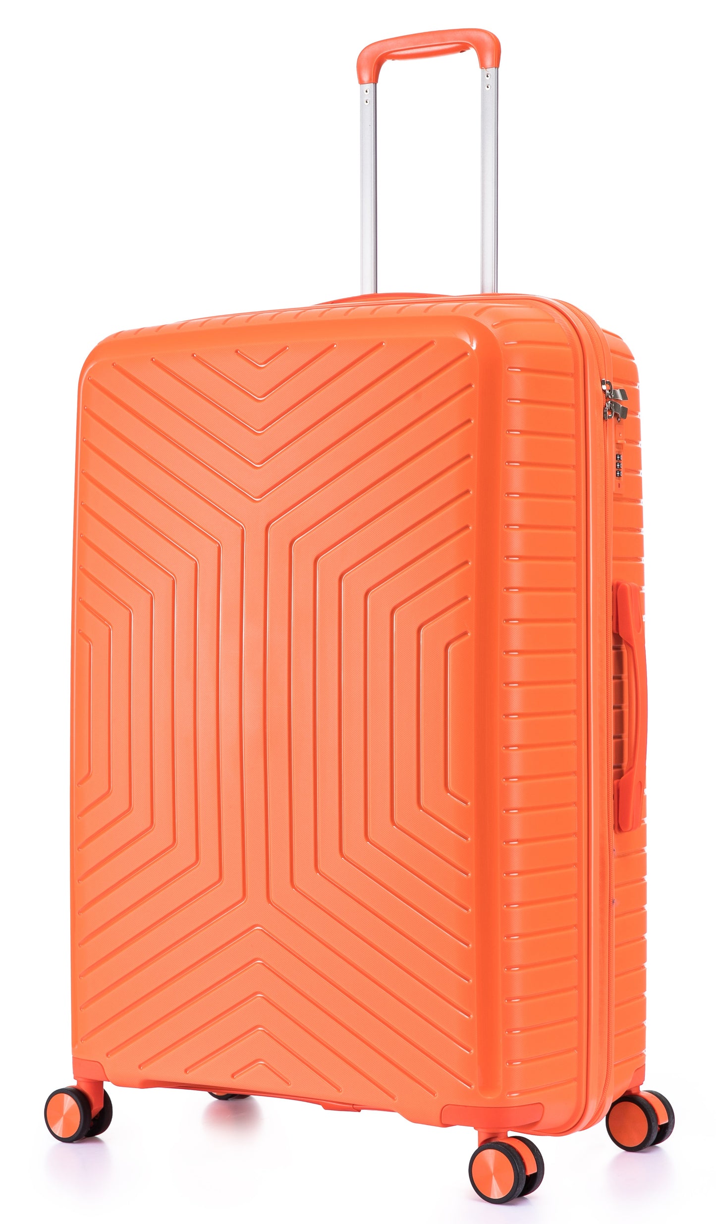 Suitcase Set – 3 Piece Lightweight Polypropylene Hard Shell Travel Luggage with 4 Wheels - PP20 Orange