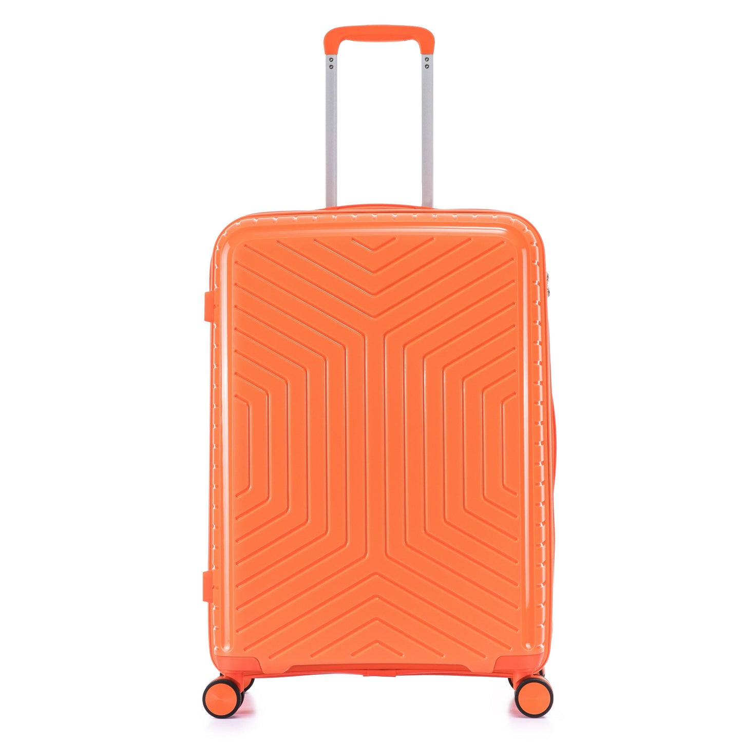 Suitcase Set – 3 Piece Lightweight Polypropylene Hard Shell Travel Luggage with 4 Wheels - PP20 Orange