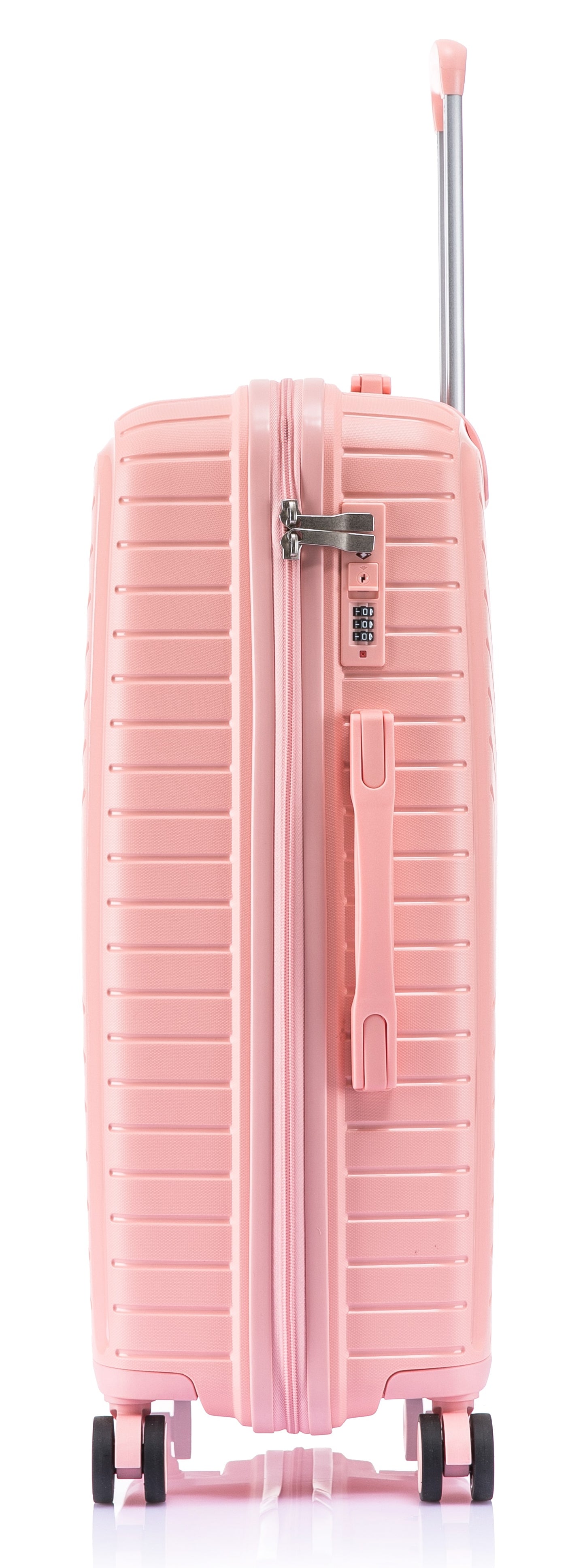 Suitcase Set – 3 Piece Lightweight Polypropylene Hard Shell Travel Luggage with 4 Wheels - PP20 - Light Pink