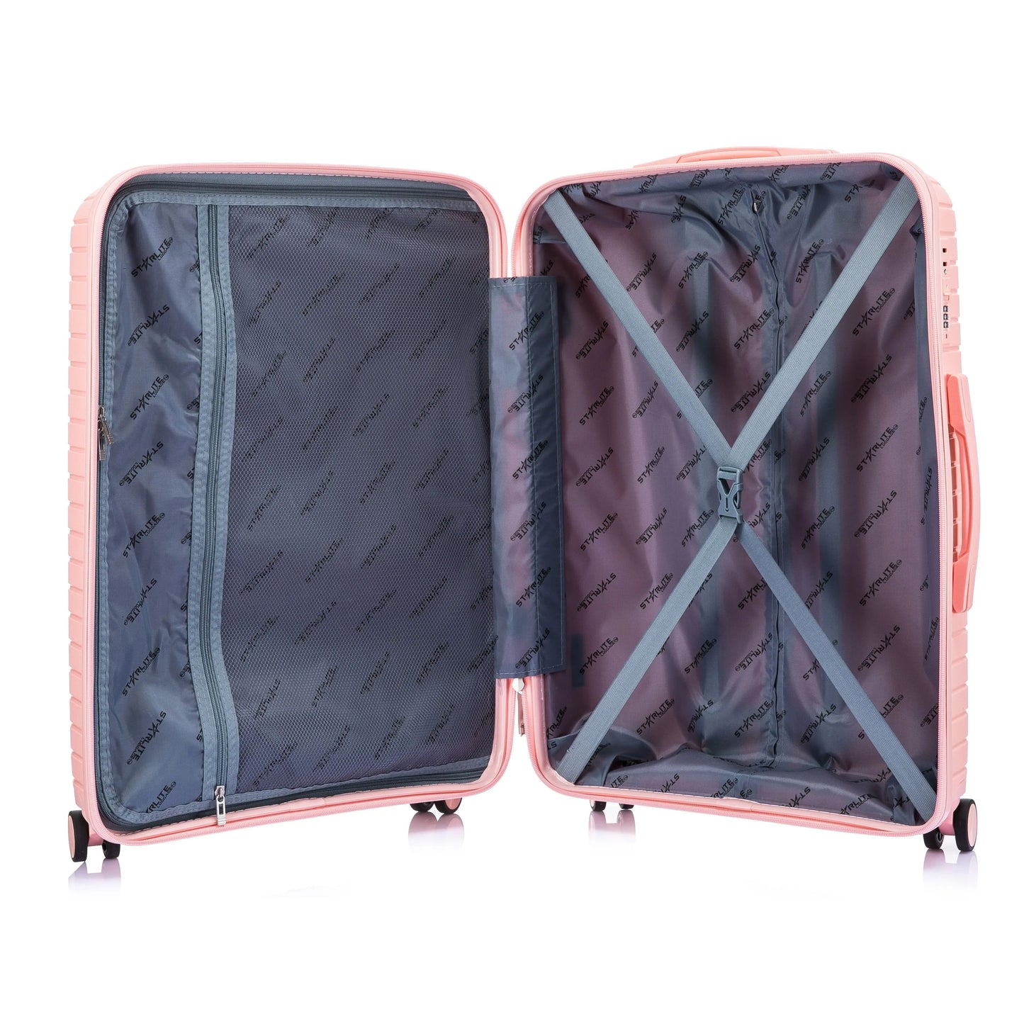 Titanus Suitcase Set – 3 Piece Lightweight Polypropylene Hard Shell Travel Luggage with 4 Wheels - PP20 Orange Starlite Luggage