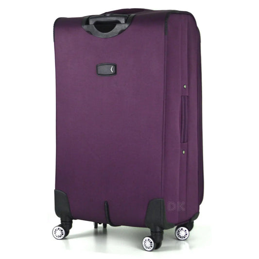 Purple 4 wheel suitcase back