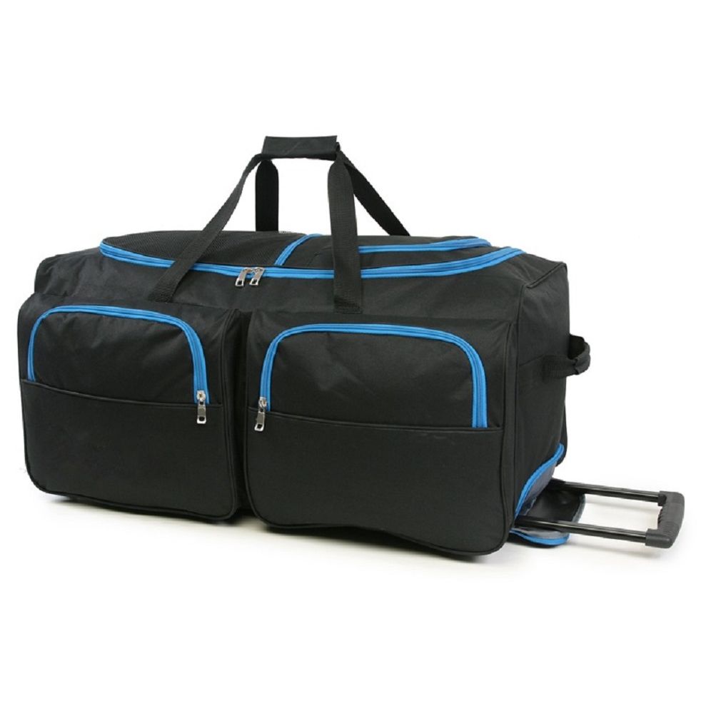 40" XXL Wheeled Holdall Black with Blue Trimming