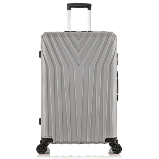 ABS101 silver hard shell suitcase front on white background