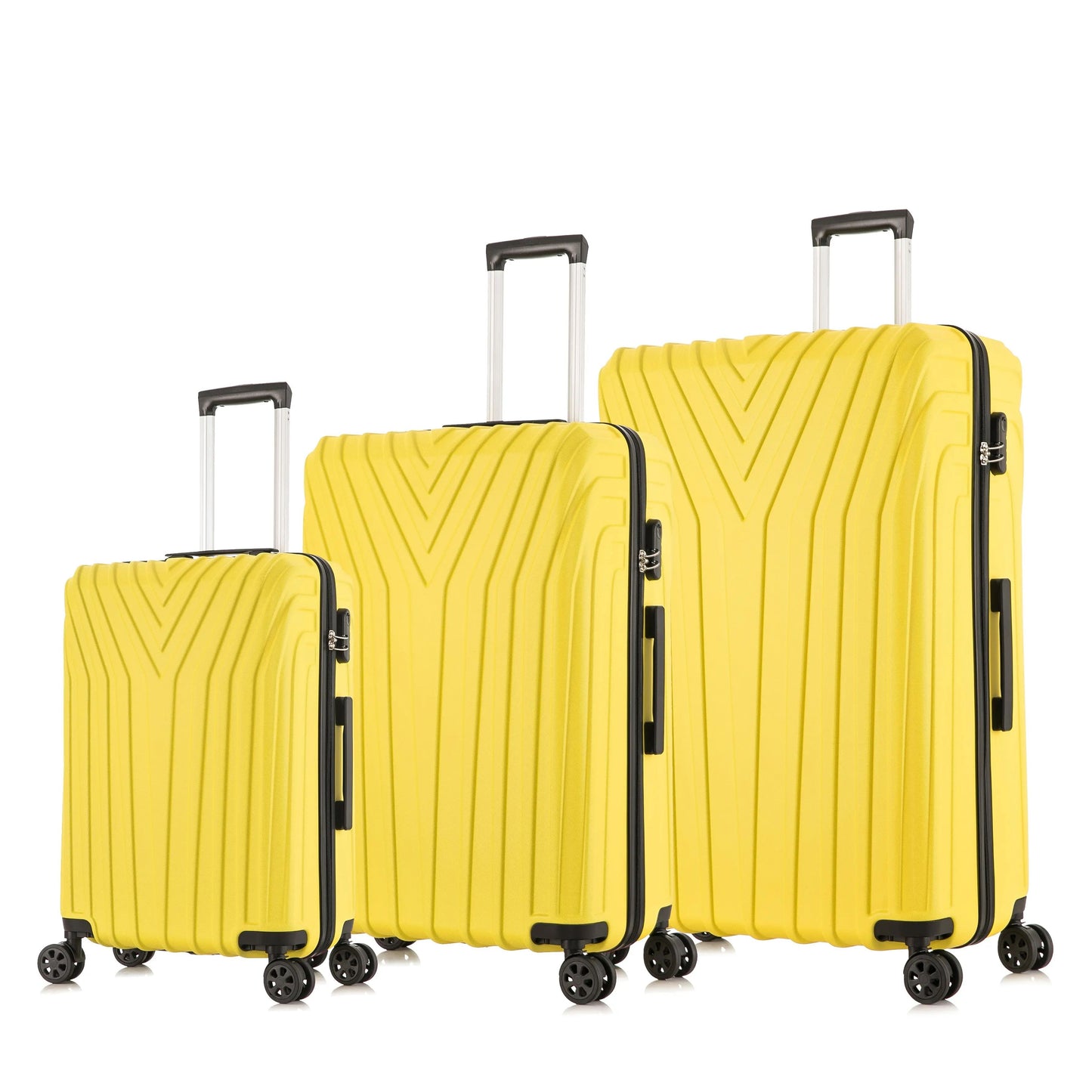 ABS101 yellow hard shell suitcase packing set