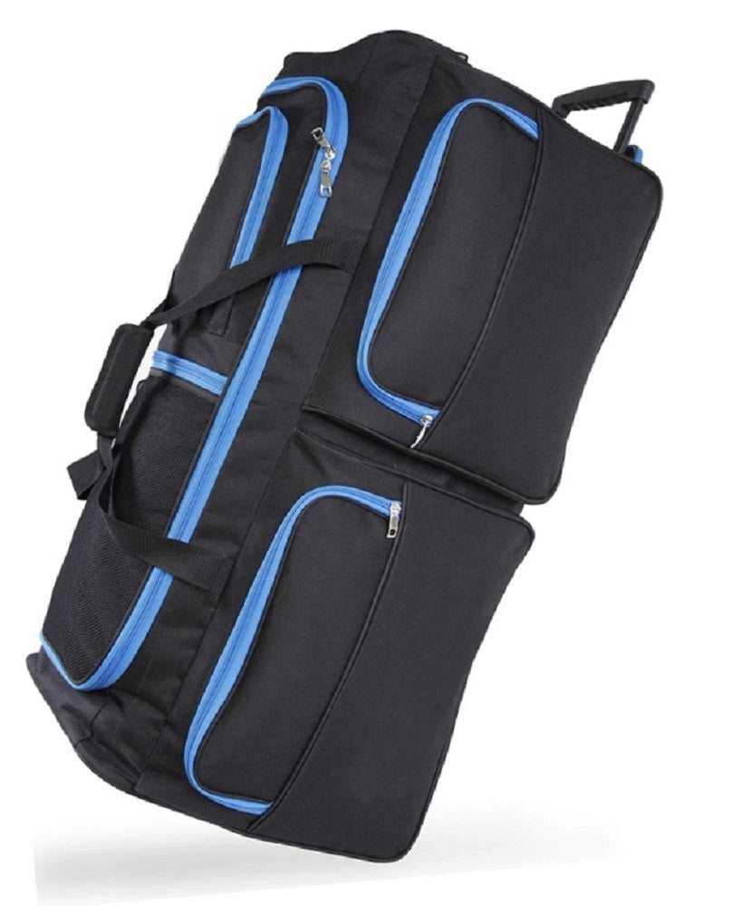 34" XL Wheeled Holdall Black With Blue Trimming