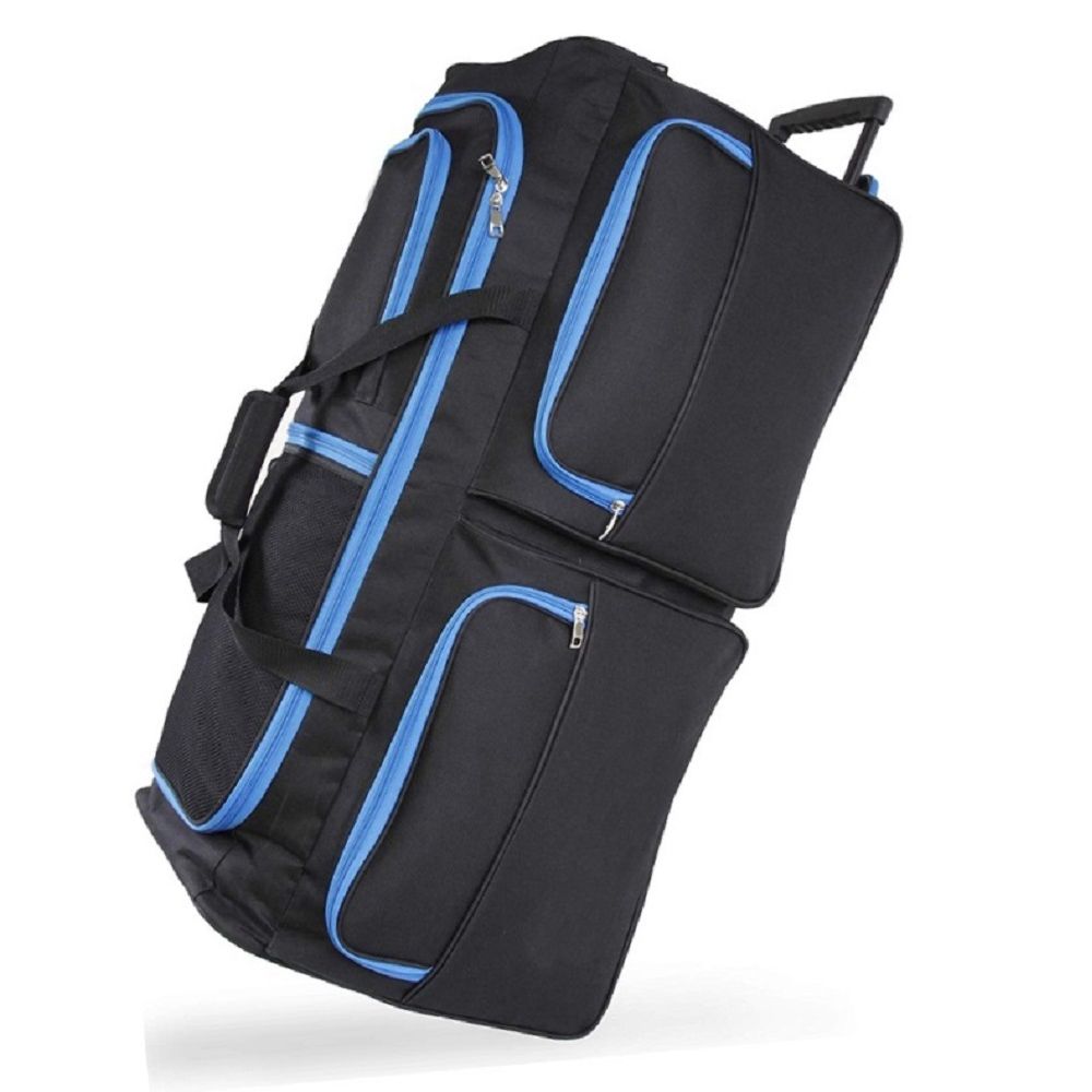 40" XXL Wheeled Holdall Black with Blue Trimming