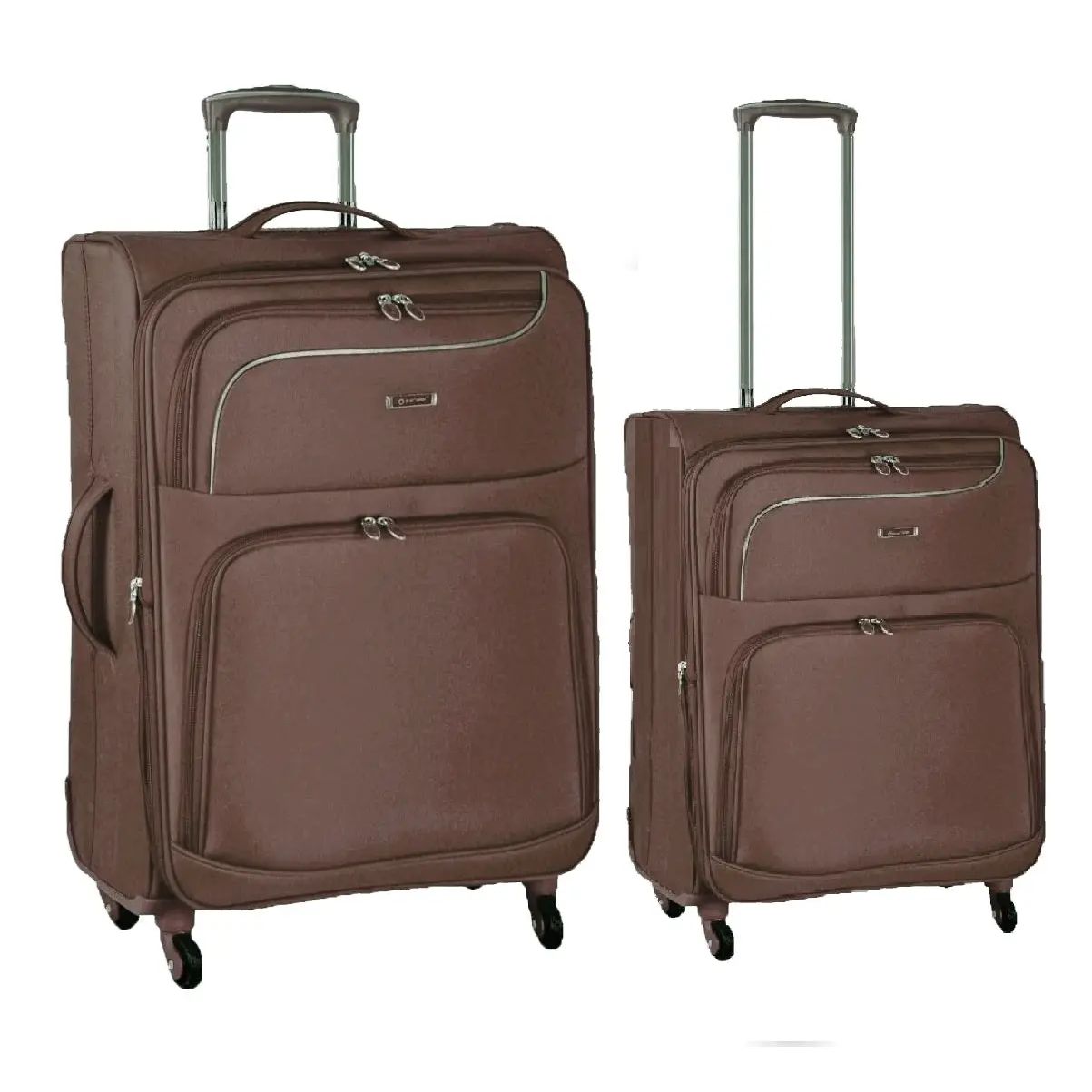Set of 2 – Medium suitcase + Carryon 4-Wheel Lightweight Suitcases Brown 4W77 Starlite Luggage