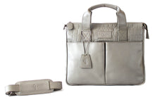 Load image into Gallery viewer, Grey Real Leather Men Laptop Bags + FREE MATCHING LEATHER WALLET