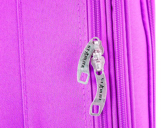 Large Suitcase lockable zips in DK 16 Orivo Purple on white background