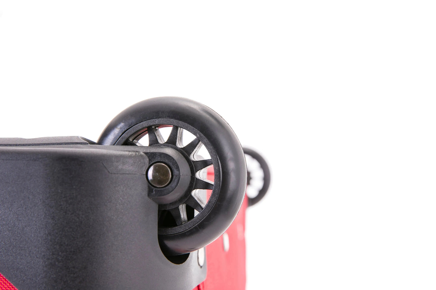 Large Suitcase wheels in DK 16 Orivo Red on white background