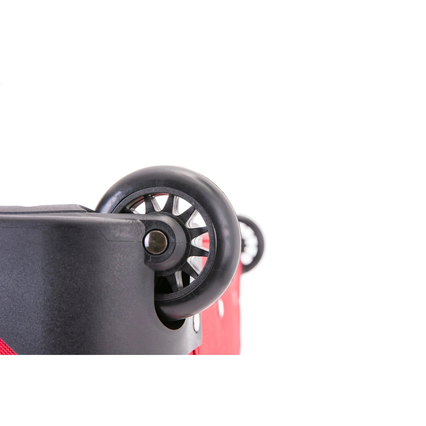 Large Suitcase wheels in DK 16 Orivo Red on white background