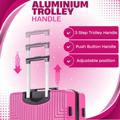 Niovx Medium Suitcase - Lightweight 4 Wheel Hard Shell Suitcase - ABS30 Pink