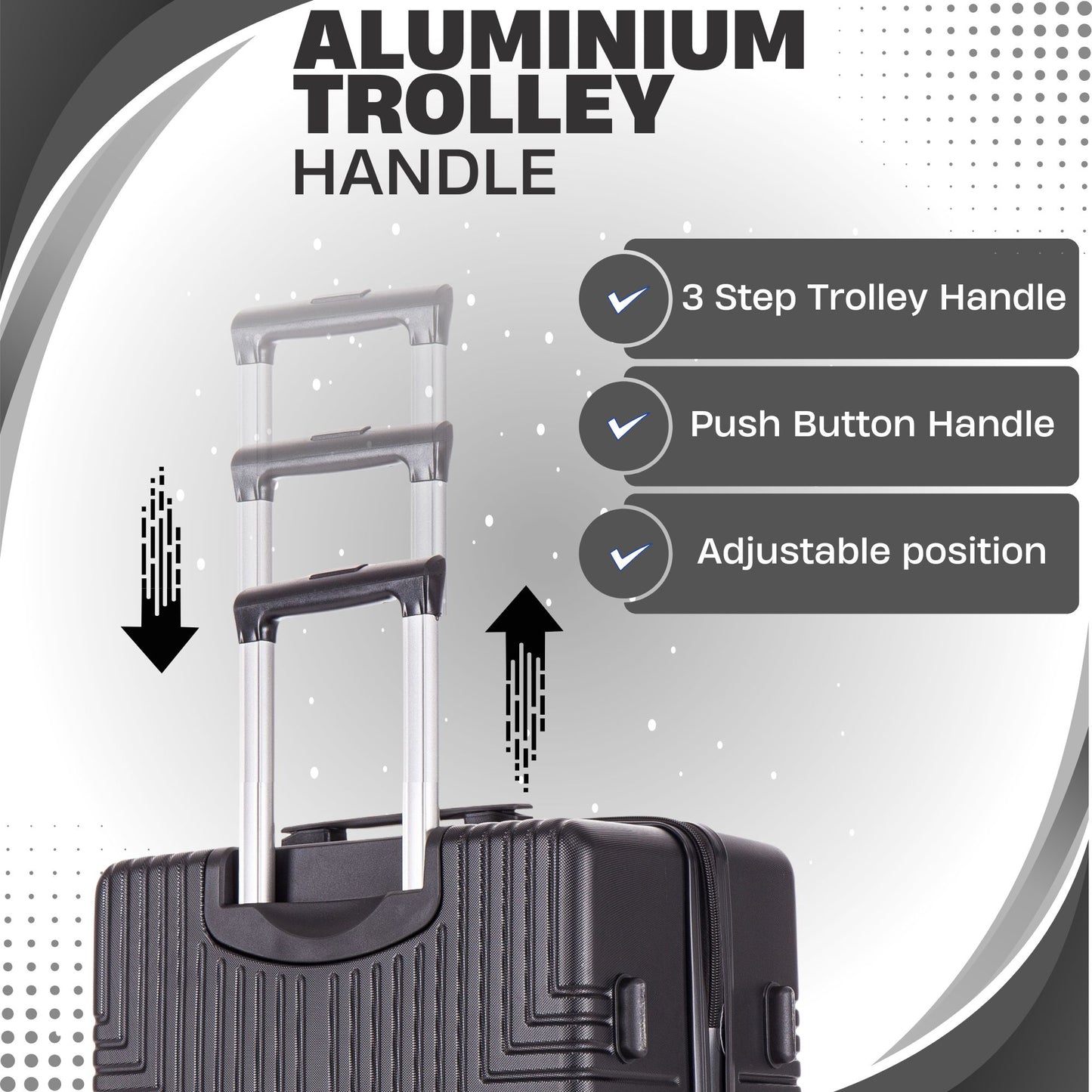 Niovx Medium Suitcase - Lightweight 4 Wheel Hard Shell Suitcase - ABS30 Black