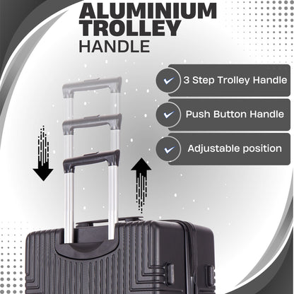 Niovx Medium Suitcase - Lightweight 4 Wheel Hard Shell Suitcase - ABS30 Black