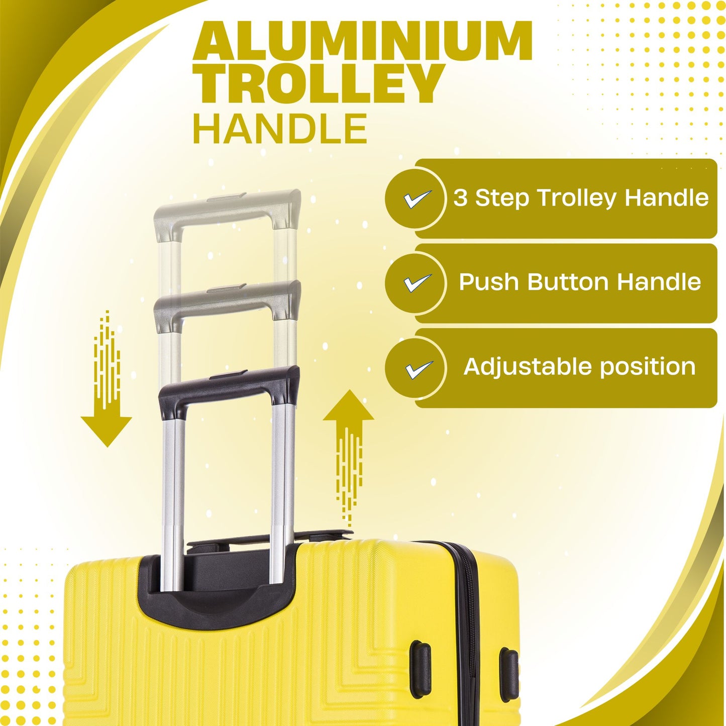 Niovx Medium Suitcase - Lightweight 4 Wheel Hard Shell Suitcase - ABS30 Yellow