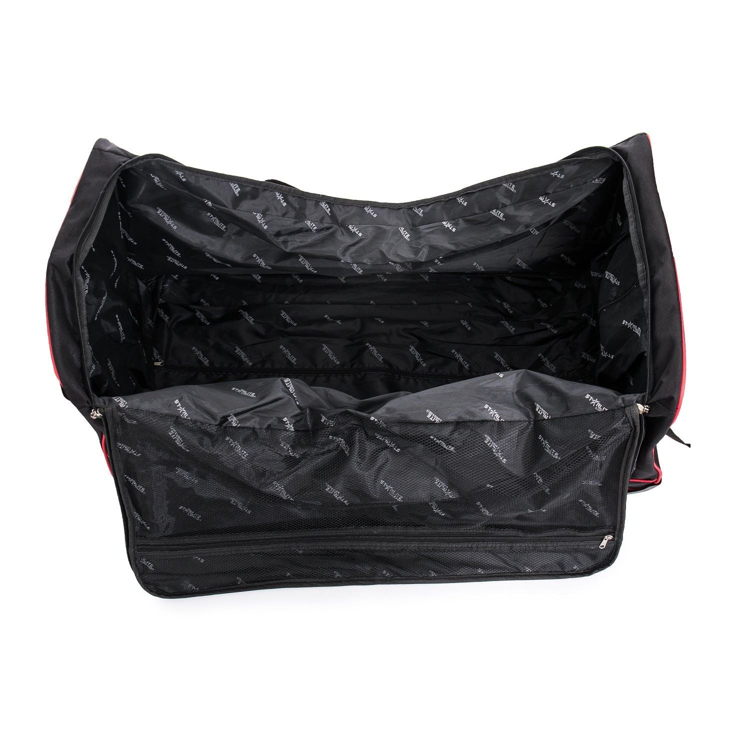 Black car trunk organizer with quilted pattern on a white background