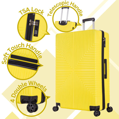 Niovx Medium Suitcase - Lightweight 4 Wheel Hard Shell Suitcase - ABS30 Yellow