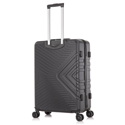 Black suitcase with a textured design on a white background