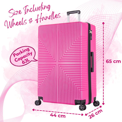 Niovx Medium Suitcase - Lightweight 4 Wheel Hard Shell Suitcase - ABS30 Pink