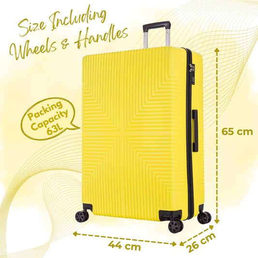Niovx Medium Suitcase - Lightweight 4 Wheel Hard Shell Suitcase - ABS30 Yellow