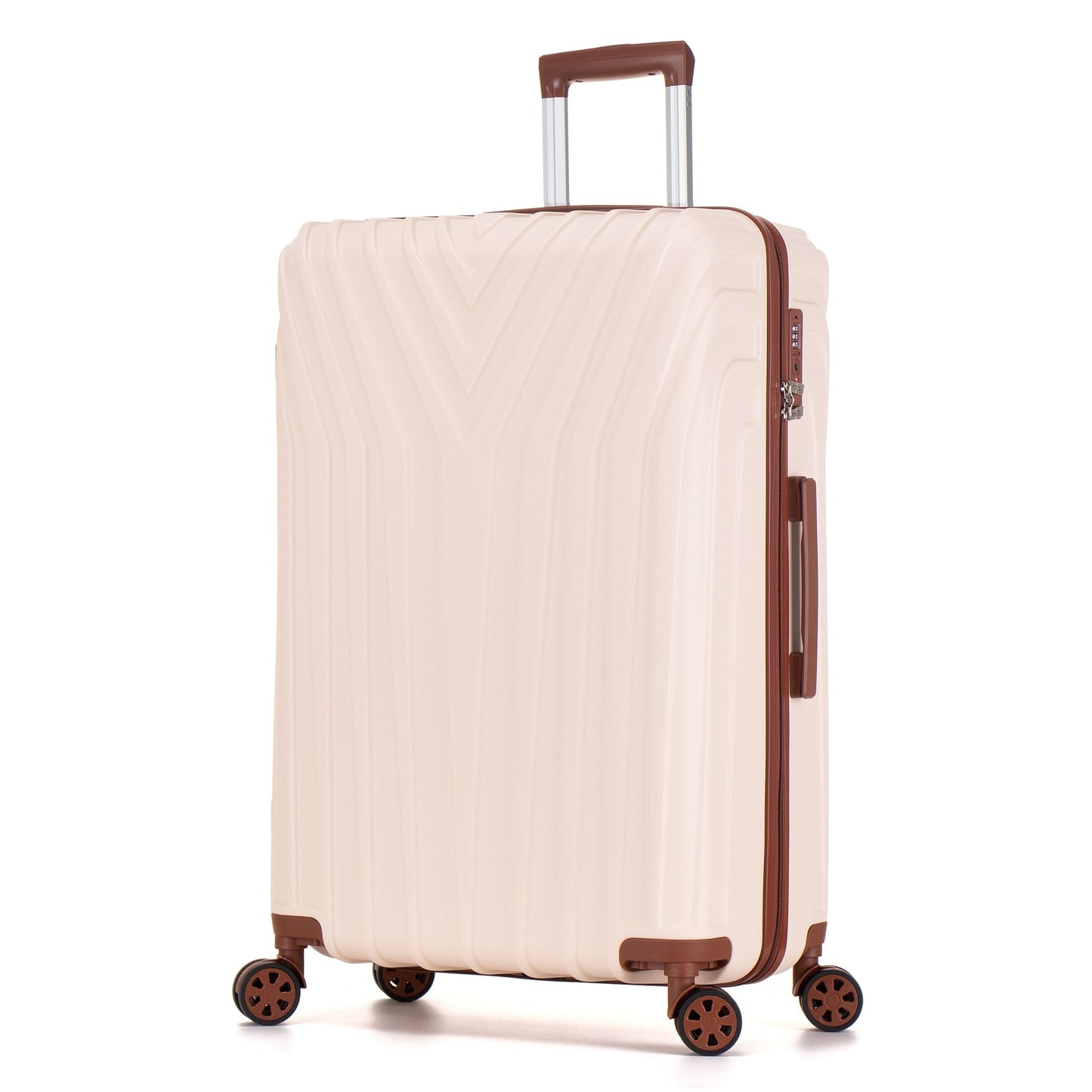 Beige suitcase with brown accents on a white background ABS101