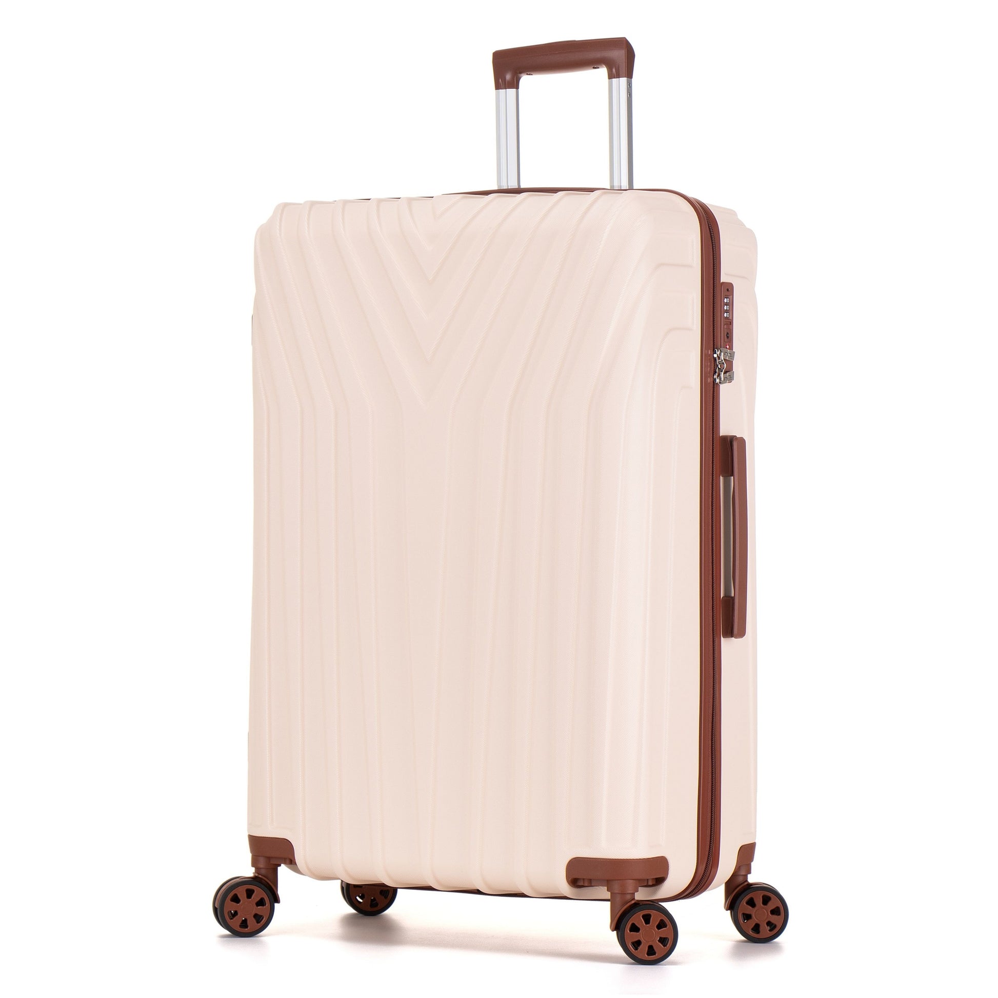 Beige suitcase with brown accents on a white background ABS101