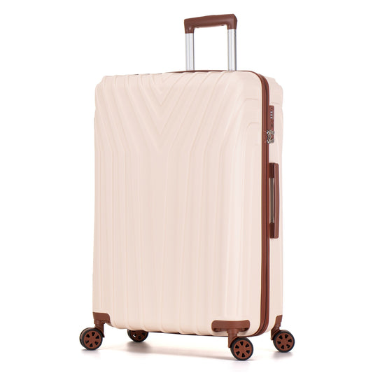 Beige suitcase with brown accents on a white background ABS101
