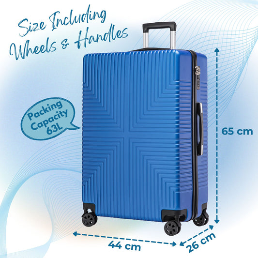 Niovx Medium Suitcase - Lightweight 4 Wheel Hard Shell Suitcase - ABS30 Blue