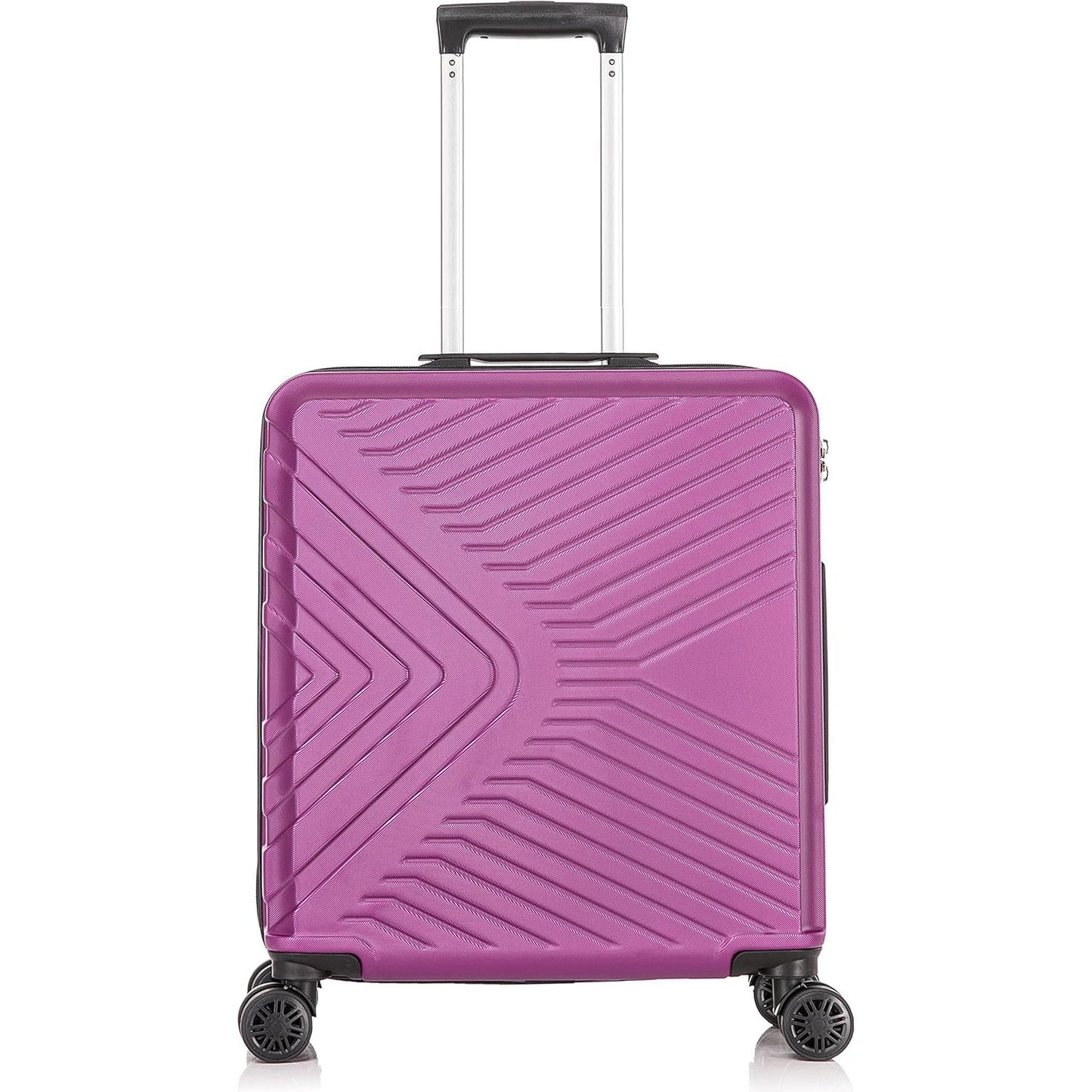 Cabin Suitcase Hard Shell Front Purple EasyJet 56x45x25cm on a white background