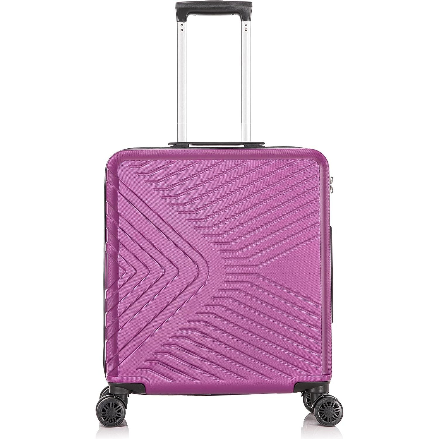 Cabin Suitcase Hard Shell Front Purple EasyJet 56x45x25cm on a white background