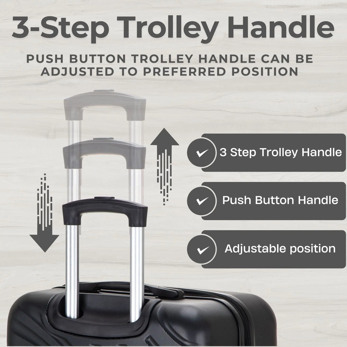 28" Large Suitcase – 4 Wheel Hard Shell Trolley Case -  ABS27 - Black Starlite Luggage