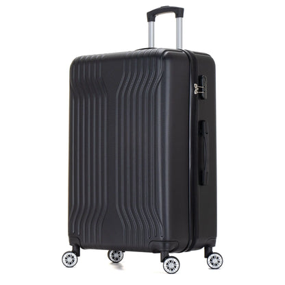 Black suitcase with wheels on a white background