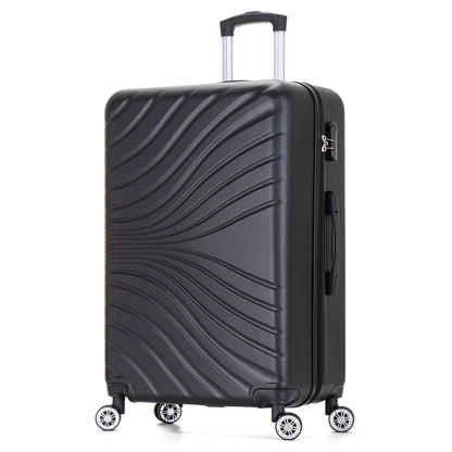 Black suitcase with wavy pattern on a white background