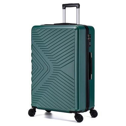 Green suitcase with a textured design on a white background