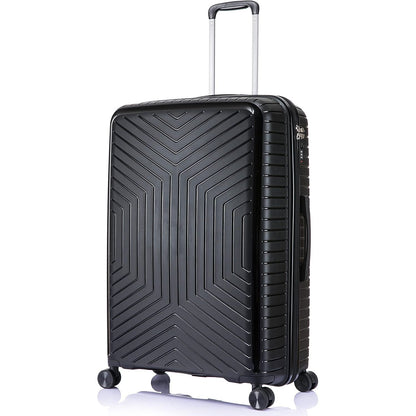 Large Suitcase with a geometric pattern on a white background front side in Black PP20