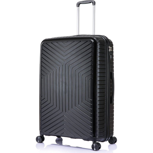 Large Suitcase with a geometric pattern on a white background front side in Black PP20