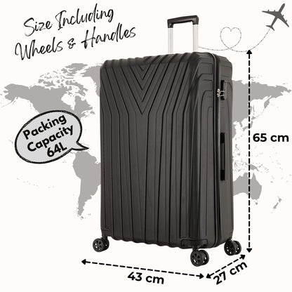 Ryn Medium Suitcase - Lightweight 4 Wheel Hard Shell Suitcase - ABS101 Black