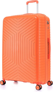 Large orange suitcase front