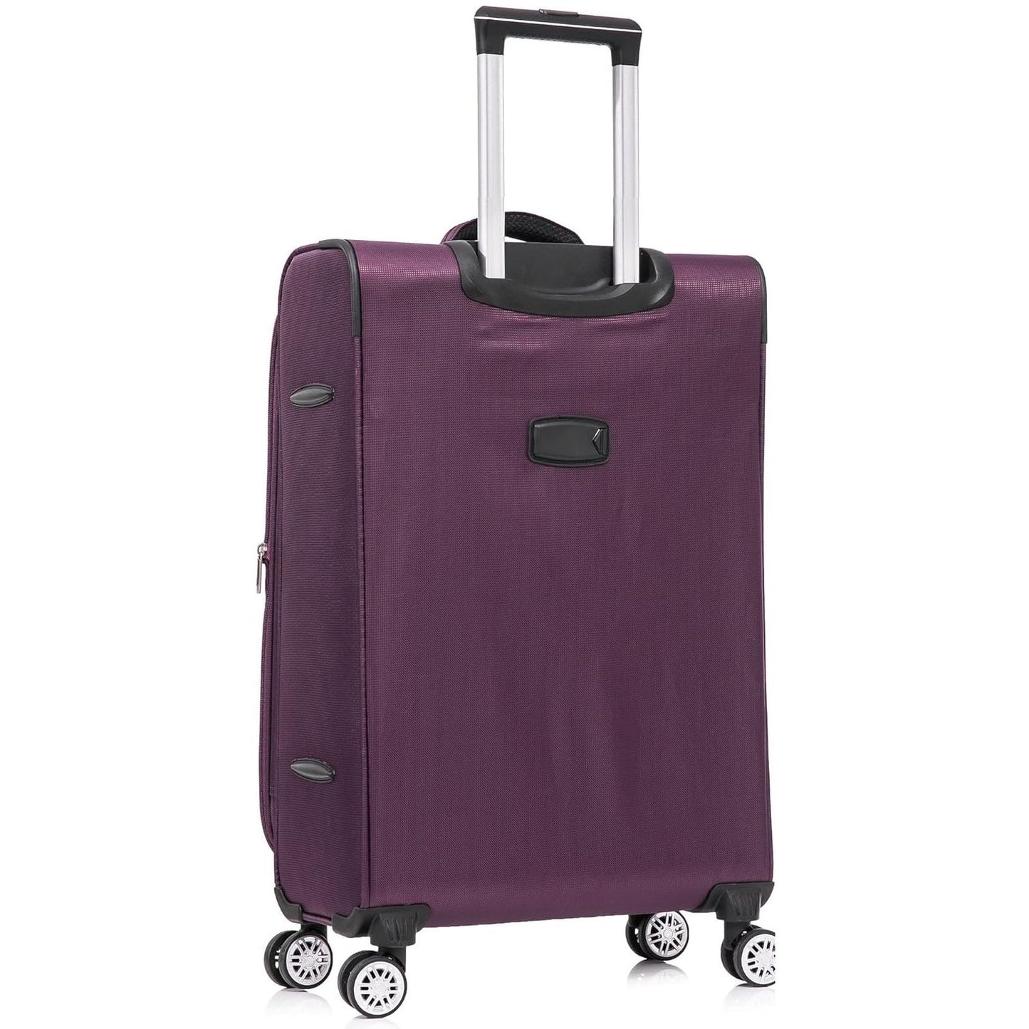 Ultra Lightweight Purple back side 4 wheel Spinner Suitcase on white background 