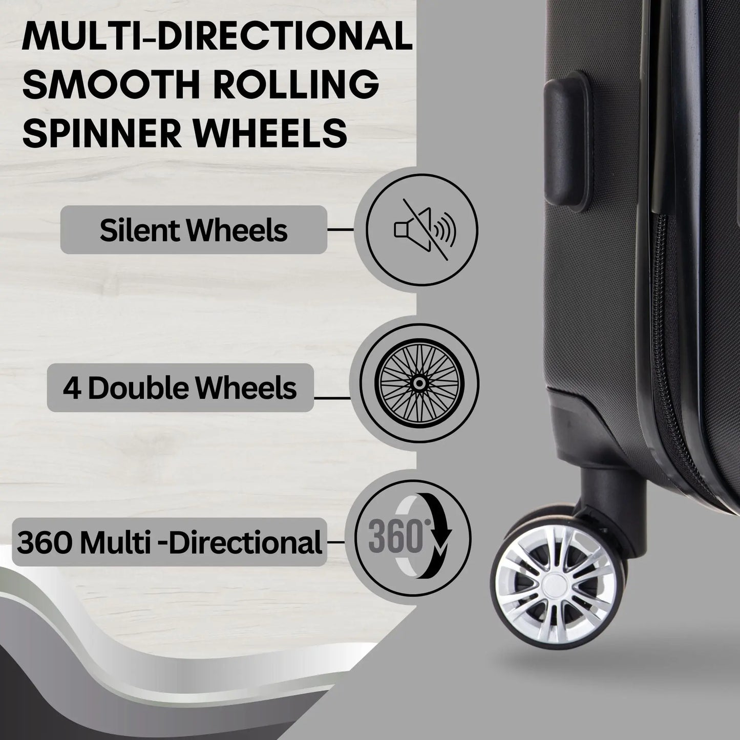 28" Large Suitcase – 4 Wheel Hard Shell Trolley Case -  ABS27 - Black Starlite Luggage