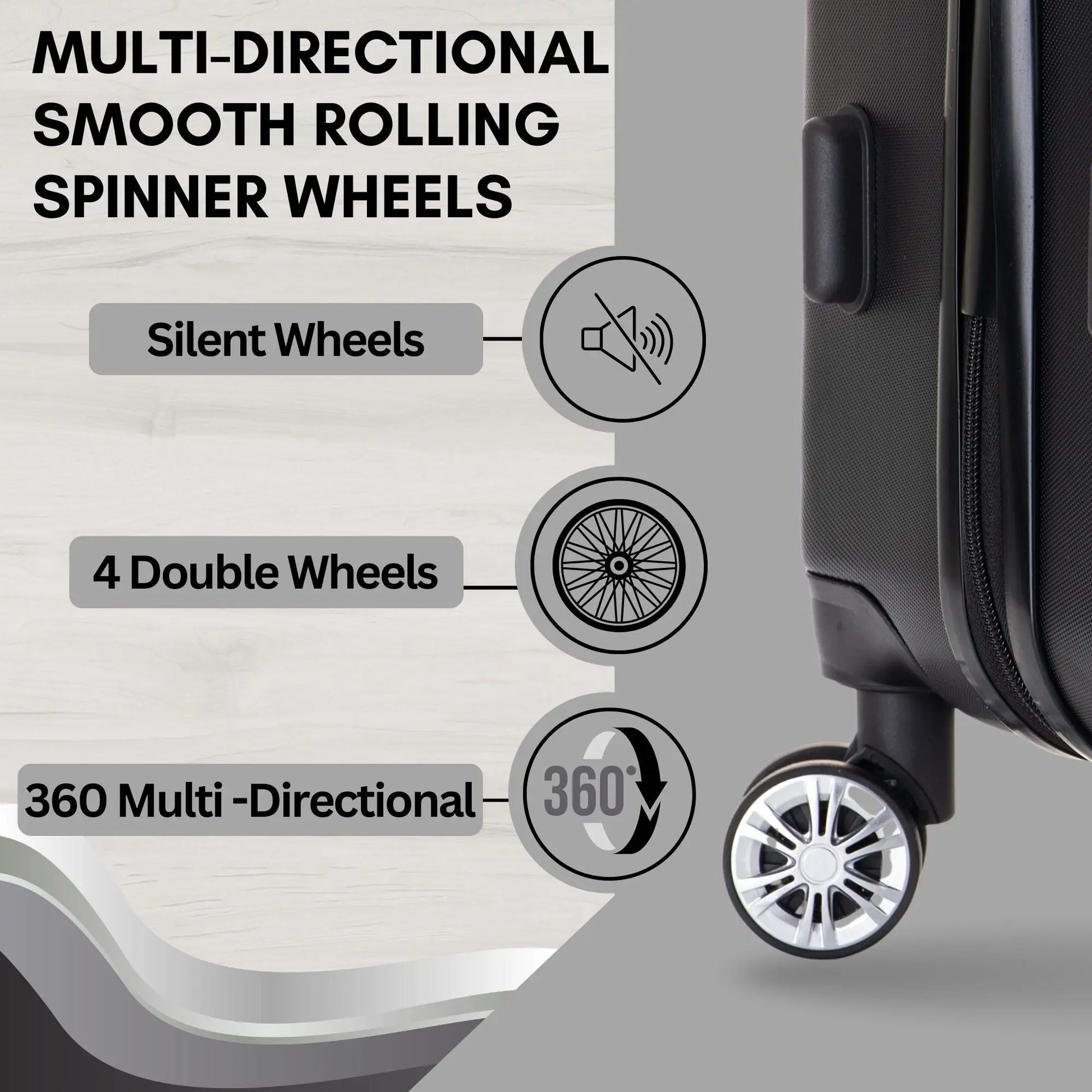 28" Large Suitcase – 4 Wheel Hard Shell Trolley Case -  ABS27 - Black Starlite Luggage