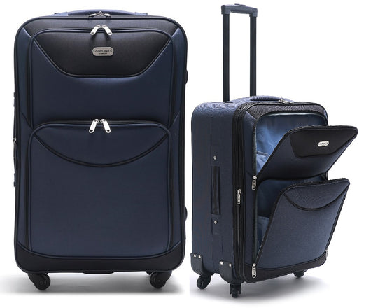 Set of 2 – Medium suitcase &amp; Carryon 4-Wheel Lightweight Suitcases - Navy